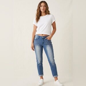 Hydraulic Blue Straight Leg Jeans with Stud Detailing